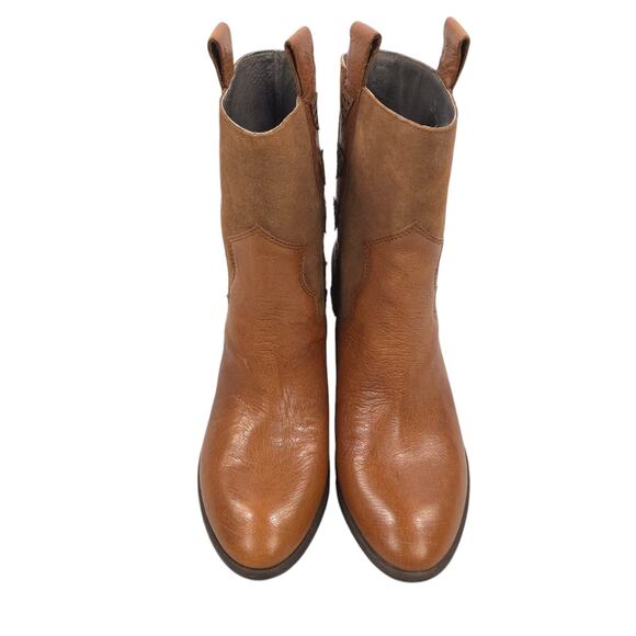 Donald J Pliner Western Studded Ankle Boots Reverse Calf Leather Cowgirl - Picture 3 of 12